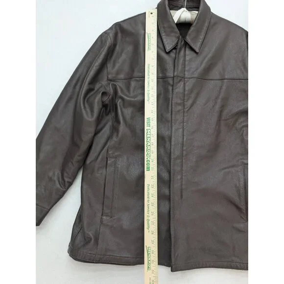 Men's Reversible Leather Jacket Coat Brown Wool Alberto Zimni Size XL